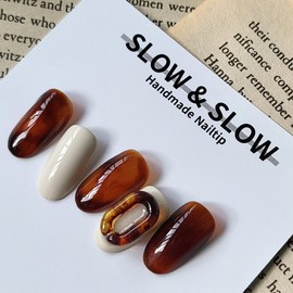 [Fall Discount]Pumpkin Marble NailPosition can be changed - Short Nose Pin / [가을할인]호박마블 네일위치변경가능 - 숏코핀
