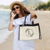 SANDJEST Letter A Monogrammed Canvas Tote Bag Embroidered Initial Beach