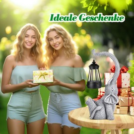 Linkax Gifts for Women, Mum, Grandma, Solar Garden Figures, Elephant Garden Decoration for Outdoors, Solar Lights for Outdoors, Birthday Gift for Women, Mum, Girlfriend, Home, Patio, Balcony, Living