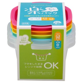 Inomata Kagaku “Rakuchin-Pack” Microwavable Containers, Microwavable With Lid Still On, Colorful, Set of 4