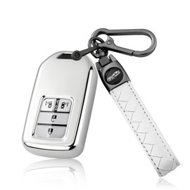 PIMOHI Honda Dedicated Key Case, Freed, Key Holder, Odyssey Step Wagon, Fit, S660, CR-Z, Vezel, Key Cover, CR-V, Jade, N-Box, N-Wagon, N-ONE N-VAN Smart Key Case, TPU, silver + clear