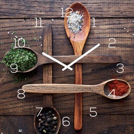 Wall Clock 30 x 30 cm Aluminium Dibond Kitchen Clock Spices Aluminium Picture Clock Wall Decoration Kitchen Aluminium Decoration Kitchen Decoration