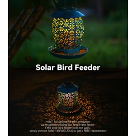 Solar Bird Feeder for Outdoors Hanging, Waterproof Metal Outside Wild Bird Feeders, Cardinals Birdfeeder, Gifts for Bird Lovers, Lantern Light, Backyard Garden Decor (Blue)