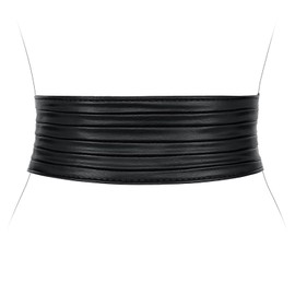 XZQTIVE Women's Wide Stretch Belt for Dress Women Leather Elastic Waist Belt Fashion Waist Belt Women, deep black