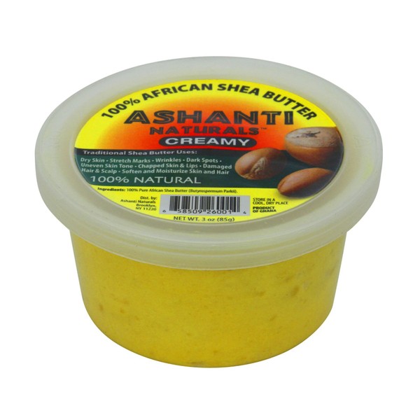 Ashanti Naturals Yellow Whipped Raw Shea Butter | Unrefined African Shea Butter | Creamy, Moisturizing, Nourishing for Hair and Skin (3 oz)