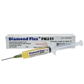 Diamond Flux FN231 Soldering Flux for Electronics NoClean Paste Gel RMA ROL0 in 10g Syringe for Repair and Soldering Printed Circuit Boards.