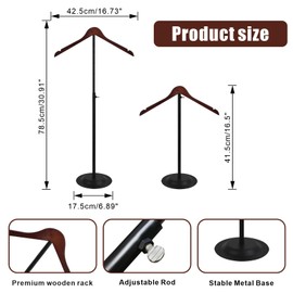 4 Pack T Shirt Display stand, Adjustable T shirt Shoulder Stand for Vendor Portable Hanging wooden Clothes Rack for Clothing Dress Jacket Coat Retail 17-31 Inch, Black