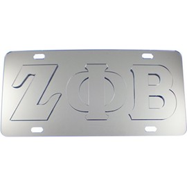 Cultural Exchange Zeta Phi Beta Raised All Mirror License Plate [Silver/Silver - Car/Truck]