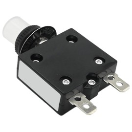 MDEOOSKY 1 Pack 20 Amp Quick Connect Terminal Button Reset Thermal Circuit Breaker Series 98, with Transparent Waterproof Button Dust Cover, Black