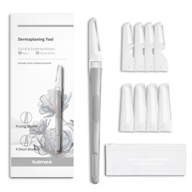 BULIMICA Face Razors for Women and Men, Dermaplane Razor, Dermaplaning Tool for Face, Eyebrow Razor, Facial Hair Removal for Women, Facial Razor, Face Shaver, 8 Blade Refills with Blade Cover, Gray