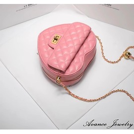 AVANCE Women's Heart Chain Bag, Shoulder Bag, Black, Red, Green, Pink, Beige, White, Popular, Cute, Pink