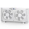 shinic Twin Window Fan with Reversible Airflow, Thermostat Controlled, 3