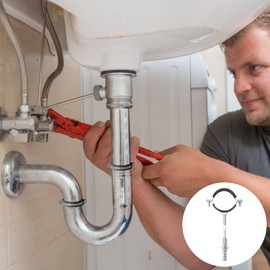 Pipe Clamps 50 mm Pack of 12 Screw Pipe Clamps + Dowels + Hanger Bolts and 1 Piece Work Gloves Pipe Holder Rubber Insert with Work Gloves for Water Pipes, Ventilation Pipes