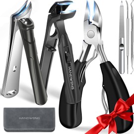 Toenail Clippers for Seniors Thick Toenails, Angled Head Large Toe Nail Clippers for Thick Nails for Men, Heavy Duty Ingrown Toenail Clippers with Wide Jaw, Slanted Nail Clippers with Long Handle