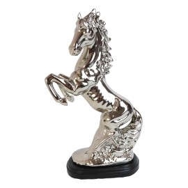 Modern Chic Silver Plated Ceramic Endor Rearing Prancing Equine Horse Figurine