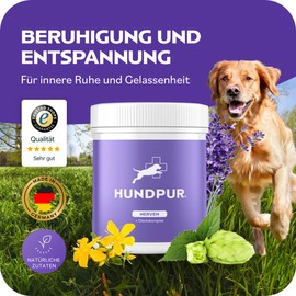 Hundpur Nerven 300 g - Pellets for Dogs Against Stress & Anxiety - With St. John's Wort, Lavender & Magnesium - Strengthening the Nerves Dog - Made in Germany
