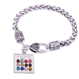 VASSAGO Ancient Amulet Judaic Hoshen 12 Tribes of Israel Breastplate of the High Priest Pendant Jewish Wheat Chain Bracelet (colorful)