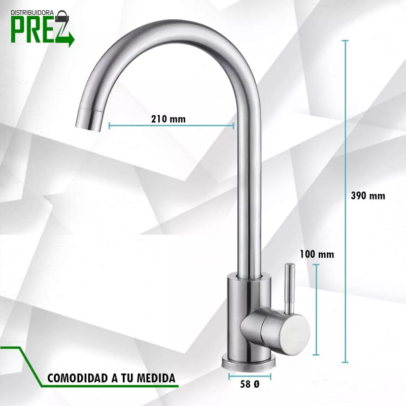 Prez Grifo Mezcladora Monomando Fregadero Inoxidable Sp-10020