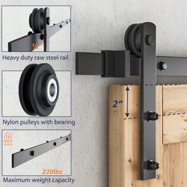 SMARTSTANDARD 11ft Barn Door Hardware Kit, Track, Sliding Hardware - Smoothly and Quietly - Heavy Duty Sturdy - Easy to Install, Fit 60"-66" Wide Panel (I Shape Hanger)