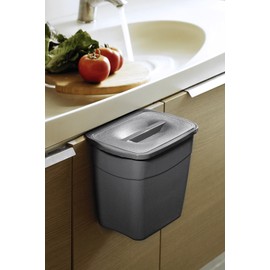 Sas Haus Askılı Asılabilir Tezgah Altı Kapaklı Çöp Kovası 5 Litre Gri MR-242