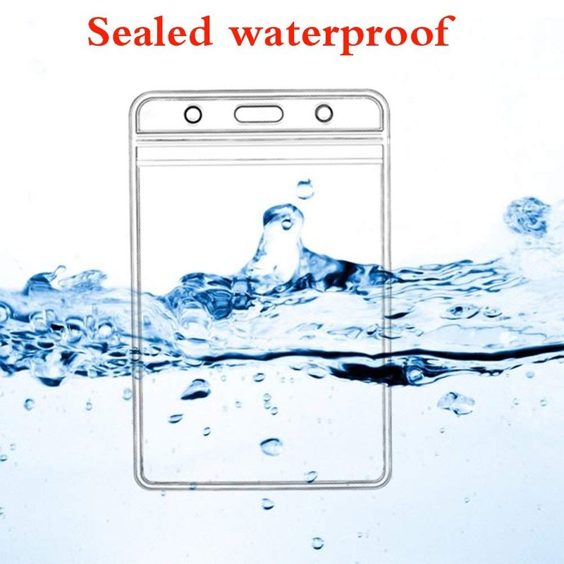 KINGSUM Vertical ID Badge Holders Sealable Waterproof Clear Plastic Holder,