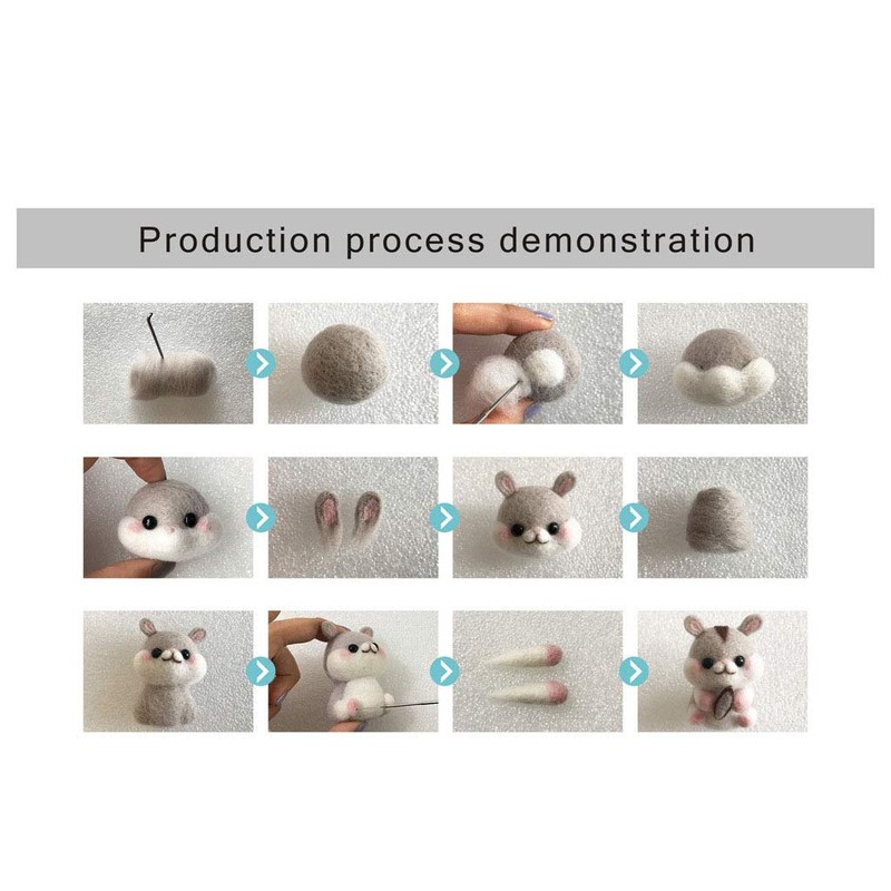 SEIWEI Wool Felt Material Production Package DIY Cute Hand Spinning