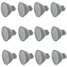 Satco Dimmable S11342; 6 Watt; MR16 LED; 4000K CCT; GU5.3 Base; 40 Deg. Beam Angle; 24 Volt for Downlight Fixtures Accent Lighting and Pendant Lighting (12 LED Light Bulbs)
