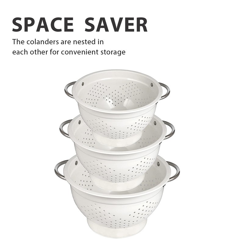 Hillbond Colander Set for Kitchen, 1.5, 3, 5 Qt Stainless