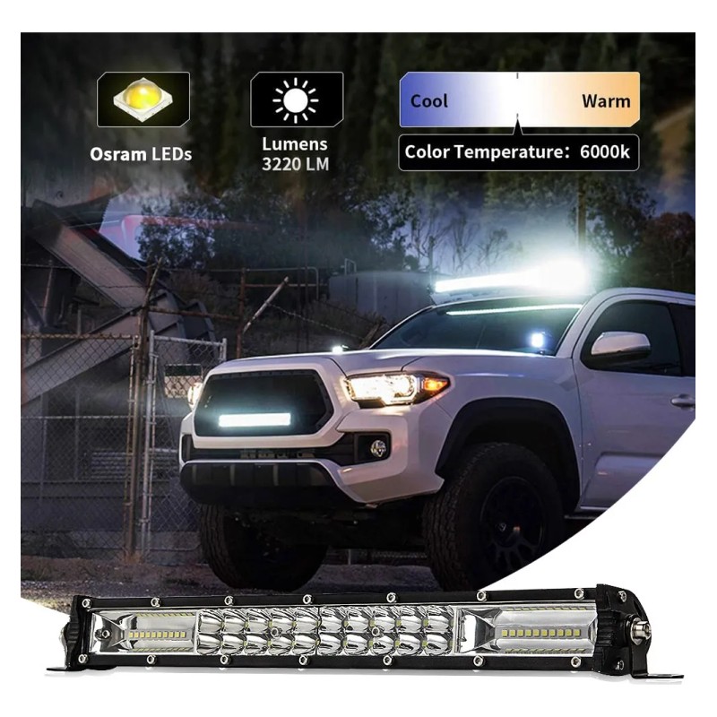 Barra Slim 40 Led 120w 13pulgadas Blanco Ambar Estrobo
