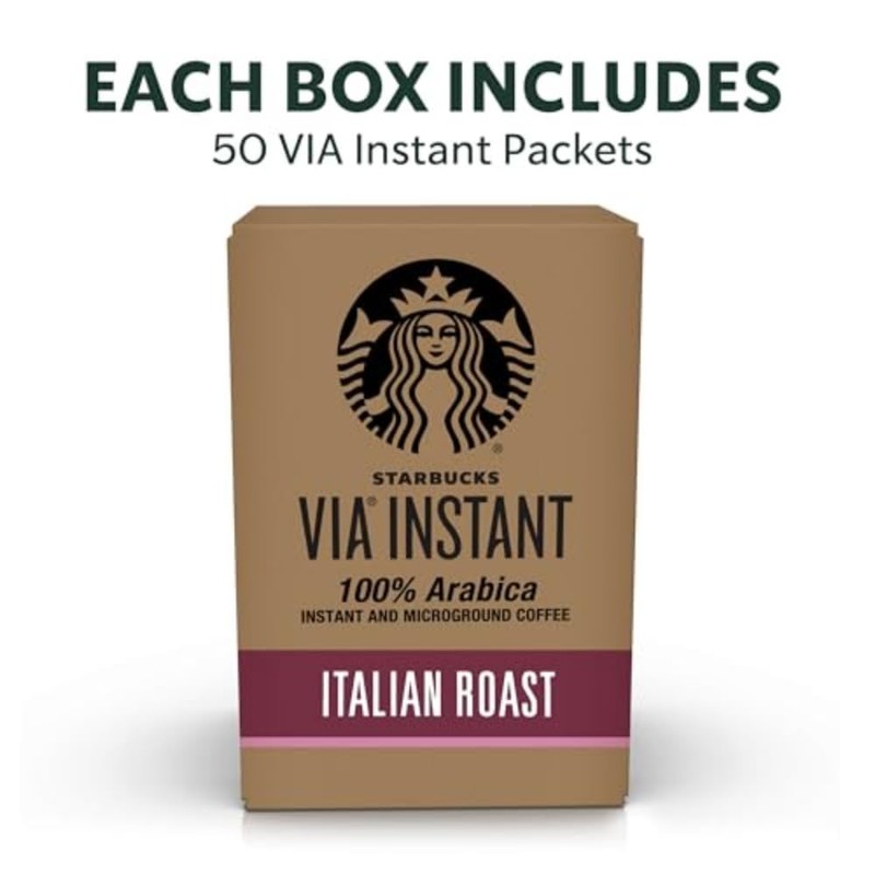 Starbucks VIA Instant Coffee, Dark Roast Coffee, Italian Roast, 100%