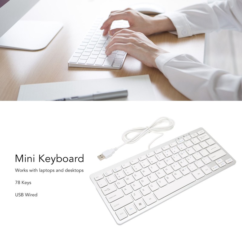 Mini Keyboard Mini Ultra Thin 78 Keys USB Wired Keyboard