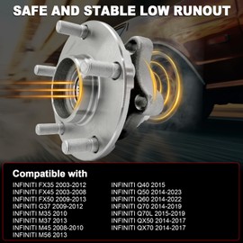 Pair 513335 Front Wheel Bearing Hub Assembly Compatible with Infiniti Fx35 Fx45 Fx50 G37 M35 M37 M45 M56 Q40 Q50 Q60 Q70 Q70L Qx50 Qx70 2003-2017 AWD Hub Bearing Kit, 5 Lug