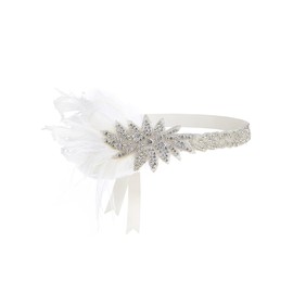 Flapper Headband Roaring 20s Headpieces Elegant Tea Flapper Accessories for Women Inspired By Great Gatsby 1920s Accessories Headbands Fascinators for Women C32-White