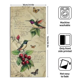 Giwawa Hummingbird Butterfly Hand Towels Set of 2 Vintage Floral Fingertip Bathroom Towels Soft Absorbent Wash Cloth for Kitchen Gym Hotel Decor