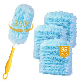 TCASH Duster Refill Compatible with Swiffer Duster, 360 Heavy Duty Duster Kit Includes 35 Dusters Refills and 1 Handle, Multi-Surface Disposable Dusters for Cleaning Corner, Furniture, Car, Blinds