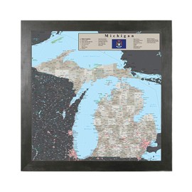 Michigan - Earth Toned - Rustic Black Frame - 150 Pins Included - 150 Pins Included - 27.5 inches x 27.5 inches
