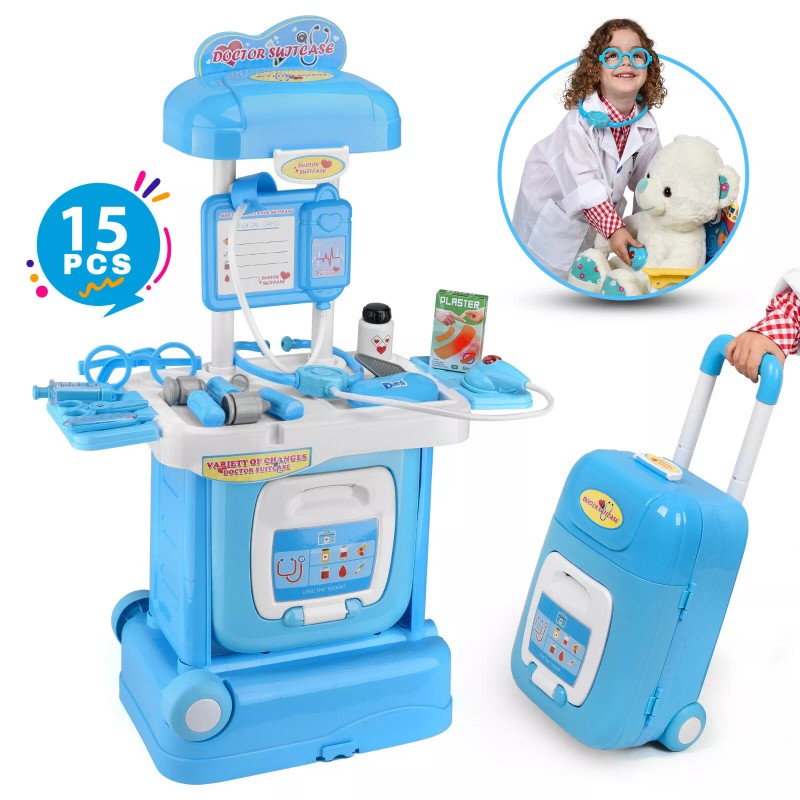Ondekt Kids Doctor Set, 15 Pieces Playset On Trolley, Small