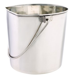 ProSelect Stainless Steel Flat Sided Pails — Durable Pails for Fences, Cages, Crates, or Kennels - 9¾", 9-Quart
