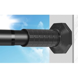 Tension Curtain Rod 51-168 In, ZYKORT Shower Curtain Rods No Drilling, Extra Long Outdoor Curtain Rod for Patio, Adjustable Spring Tension Rods for Bathroom Window, Easy to Install, Never Rust, Black