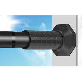 Tension Curtain Rod No Drilling for Window,Adjustable 51-168In,Black | Holds 33 LBS, 1.26" Diameter Heavy Duty Extra Long Tension Rod, Tool-Free, Rustproof, for Bathroom Room Divider Outdoor Patio