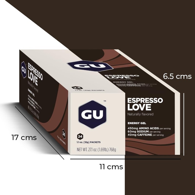 GU Energy Original Sports Nutrition Energy Gel, 24-Count, Espresso Love
