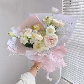 KUNYYI Pink Premium Floral Wrapping Paper for Bouquets, Flower,Gift Bags, Wedding, Party, Event Decorations - Vibrant Colors 20 Sheets 22x22 Inch