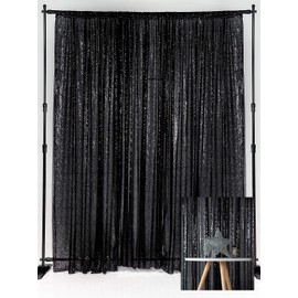 Kate Black Background with Sequins 4 x 7 m / 1.25 x 2.2 m Sequin Curtain Decoration for Bar Studio Photo Wedding Decoration Hotel Restaurant Decoration Sequins Background Curtain