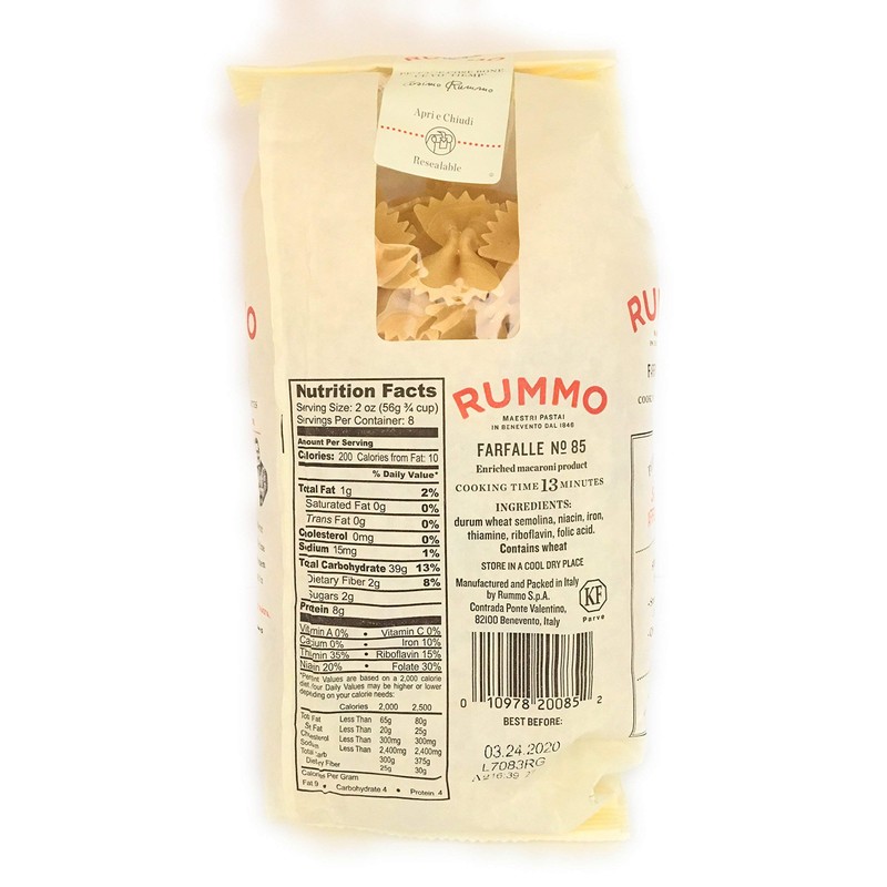 Rummo, Pasta Farfalle, 16 Ounce