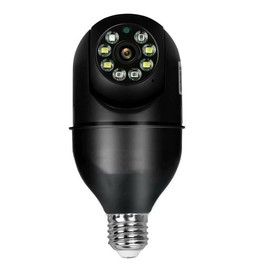 Wireless Light Bulb Camera, 2.4GHz & 5GHz WiFi Bulb Camera, 2-Way-Audio, Motion Detection and Alarm, 3MP Full Color Night Vision, SD/Cloud Storage, Work with Alexa, E26/E27 Socket - Color: black