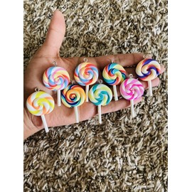 10 Pcs - Lollipop Charms Polymer Clay Charms Jewellery Making Supplies Material