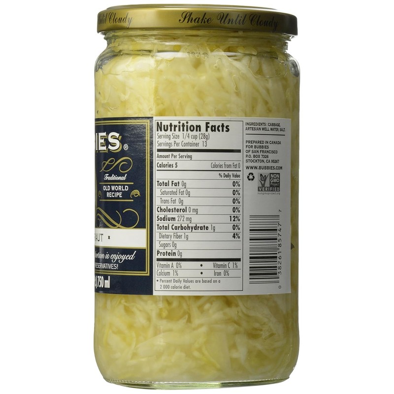 Bubbies Sauerkraut 25.0 OZ(Pack of 3)