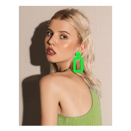 Simple Acrylic Geometric Square Hollow Dangle Earrings for Women White Minimalist Statement Drop Earrings 80s Retro Neon Earrings for Party Costume Accessory (green)