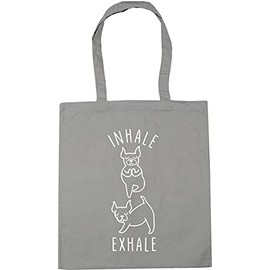 Hippowarehouse Inhale exhale - french bulldog Tote Shopping Gym Beach Bag 42cm x38cm, 10 litres