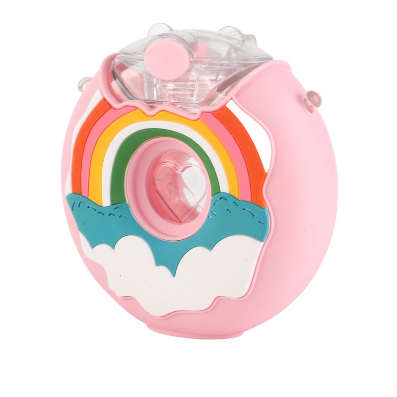 Cartoon Rainbow Donuts Water Bottle for Kids 380ml Silicone Portable